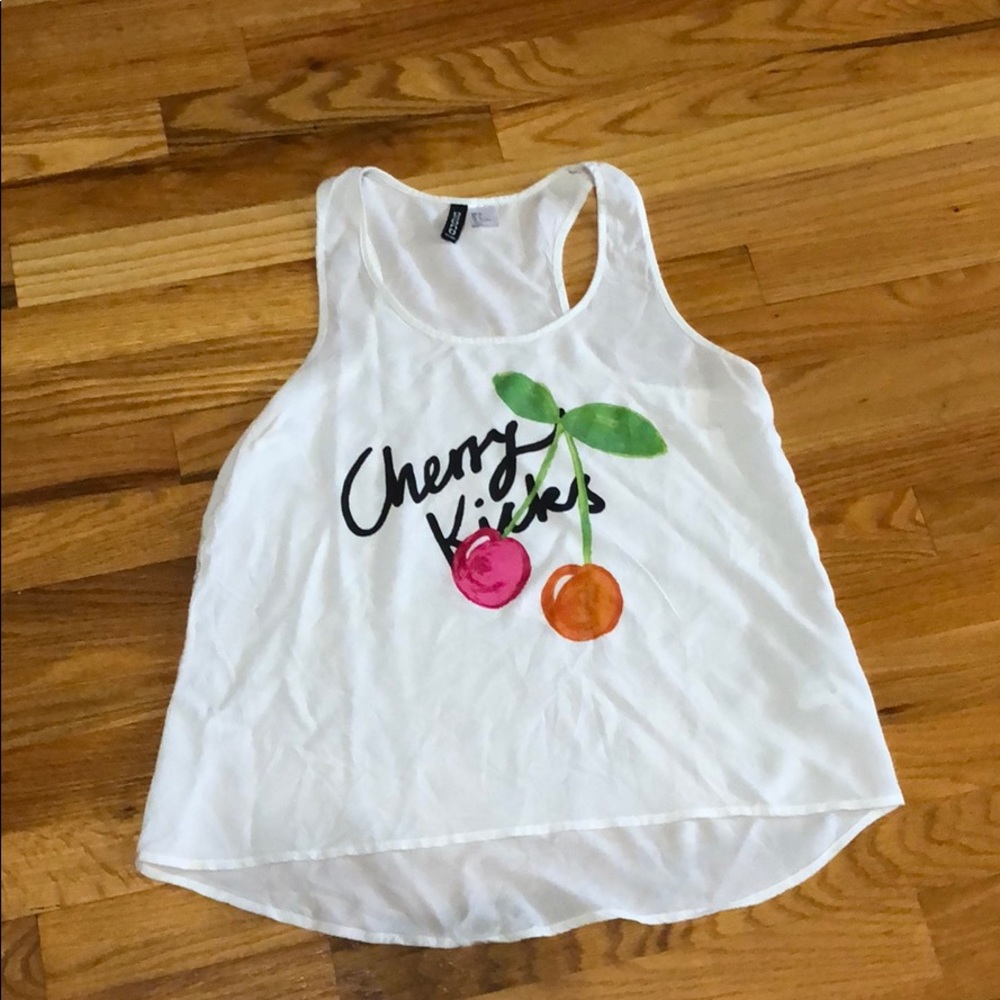 H&M hi-lo cotton camisole with cherries